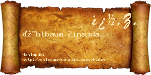 Öhlbaum Zinajda névjegykártya